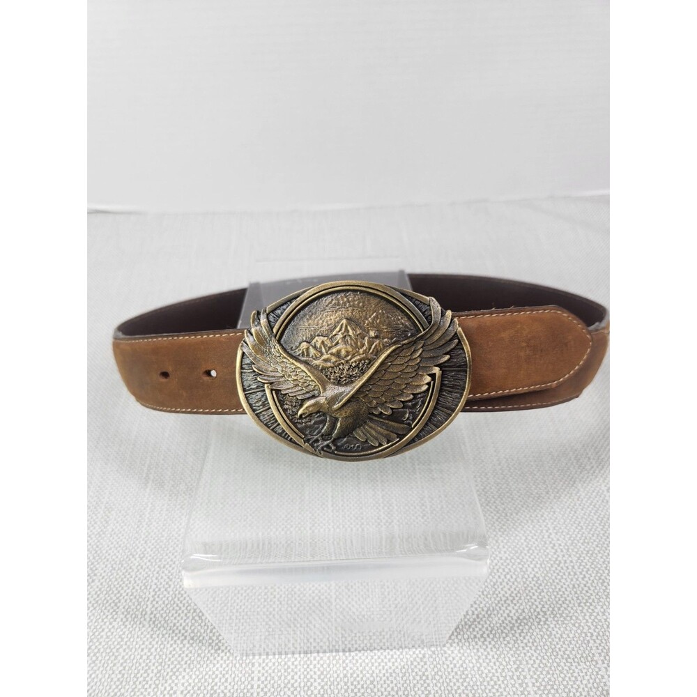 Silver Creek Classics Sz 30 Belt Brown Leather Eagle Buckle Western Cowboy